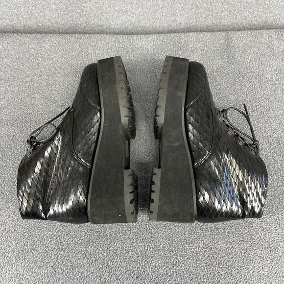 Asos Design Ankle Boots Womens 6 Black Lace Up Chunk Bootie Platform gohtic - Picture 6 of 15